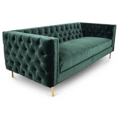 China O botão dourado do pé do metal adornou Sofa Sets For Wedding/sala de visitas, tela preta de veludo à venda