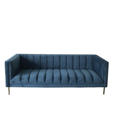 China Blue Velvet Doorgenaaid 3 Seat 221x76x78cm Woonkamerbank Te koop