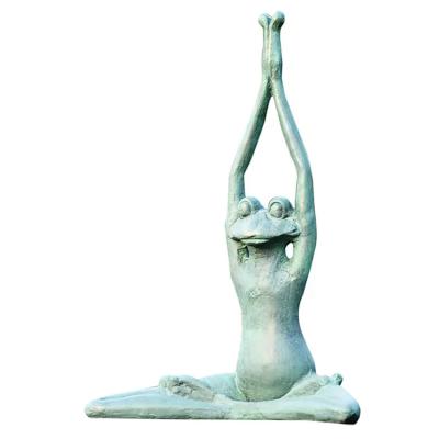 China Europe Modern Art High Quality Metal Crafts Flexible Yoga Frog Bronze Gargen Sculpture for sale