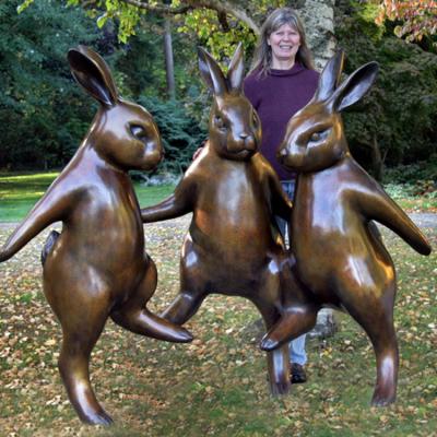 China China Sculpture Modern Animal Metal Rabbit Dancing Bronze Sculpture for sale