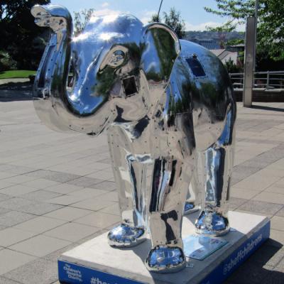 China China Garden Decoration Outdoor Metal Polishing 304 Stainless Steel Elephant Sculpture for sale