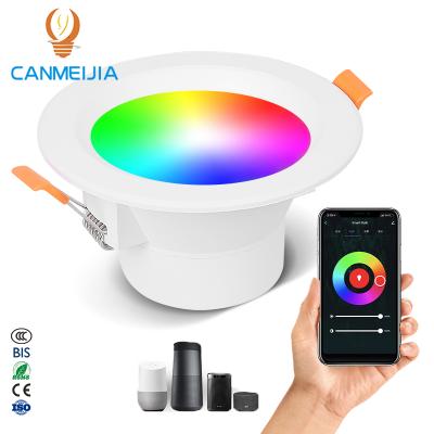 China High Lumens Google Home Energy Saving Alexa Tuya Phone Adjustable Led RGB Downlight, Recessed Down Light, RGB Led Ceiling Downlight for sale