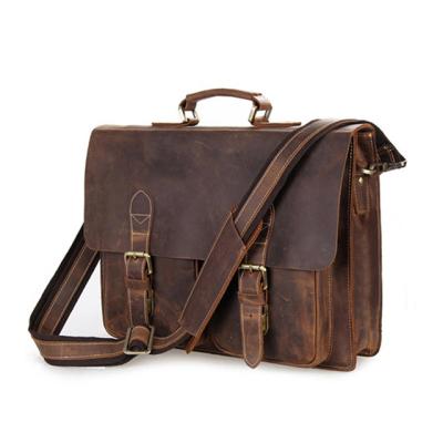 China Customized Retro Leather Business Messenger Bag Leather Shoulder Unisex Laptop Bag for Men and Women for sale