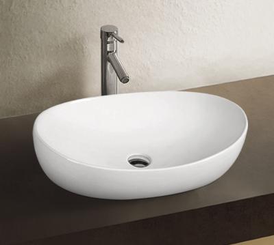 China Easy Clean Hot Sale No Hole Bathroom Basin Sink Art Basin Ceramic Countertop Wash Oval Basin for sale