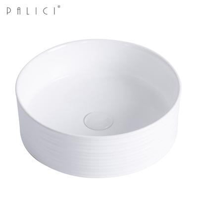 China Wholesale K467 Easy Clean Bathroom Basin Embossed Surface Basin For Tabletop Countertop Sink Sink Lavobo Lavatory for sale