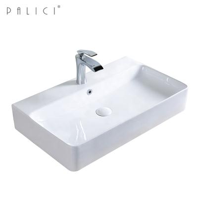 China Easy Clean Rectangular Ceramic Basin Sink White Width 600mm/710mm/900mm/1100mm for sale