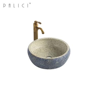 China Shampoo Sinks Unique Lavobo Sink Porcelain Countertop Bathroom Basin Blue And White Toilet for sale