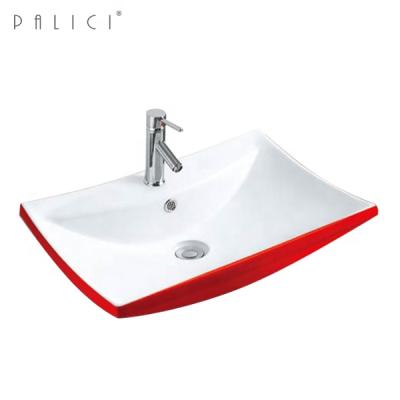 China Broom Sinks New Design Ceramic Bathroom Sink Red And Pink Color Wash Basin For Hotel Sink Lavobo Toilets for sale