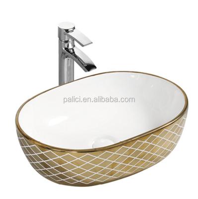 China Hand Electroplating Glass Hand New Easy Clean Glass Wash Basin Design Washing Basin Sink Lavobo Gold Toilet for sale