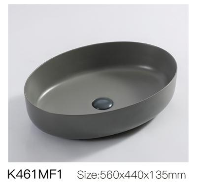 China 2019 New Bathroom Easy Clean Matte Dark Gray No Hole Faucet Mount Around Oval Face Basin for sale