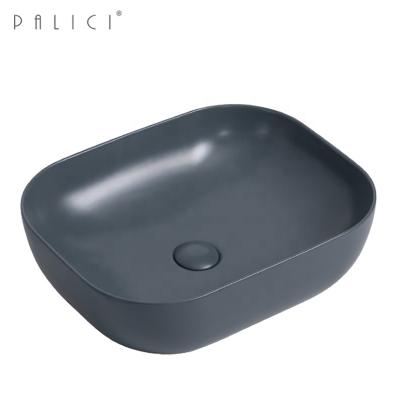 China Antique Oval Ceramic Table Top Sink Matt Ashy Art Basins For Bathrooms Sinks Lavobo Toilets for sale