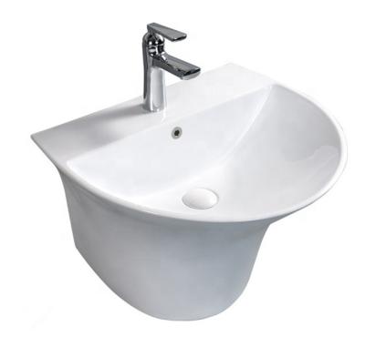 China Wash Basin Easy Clean Wall Hung Square Half Pedestal Ceramic Hand Wash Basin for sale