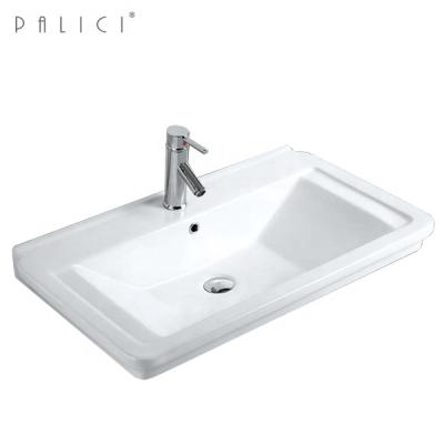 China Broom Sinks Ceramic Bowl Bathroom Basin Top Mount Rectangle Sink for sale