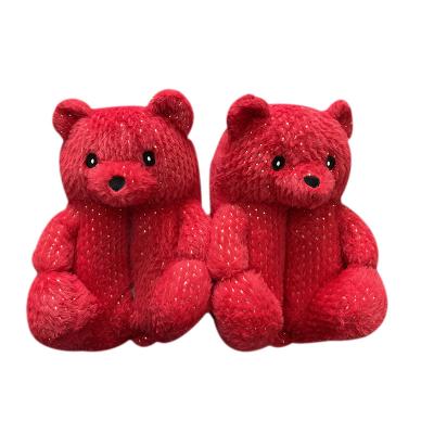 China 2021 Fashion Trend Adult Size Mommy And Me Big One Teddy Bear Slippers For Women for sale