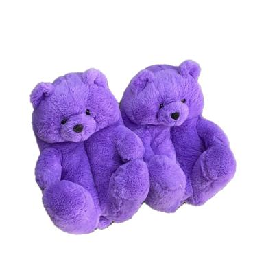 China Fashion Trend 1/6 Plush Teddy Bear Slippers Shoes Home Adult Children Women Fur Slippers Man Indoor Soft Slippers for sale