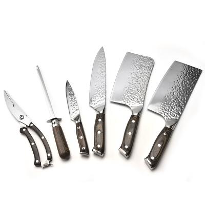 China Sustainable Seven-piece Hammer Knife Set Multifunctional Household Stainless Steel Kitchen Knife Set for sale