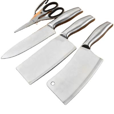 China Amazon Sustainable Hot Sale 4 Pieces Metallic Kitchen Knife Color Stainless Steel Set Kitchen Chef Knives for sale