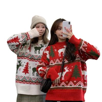 China new anti-wrinkle autumn and winter elk christmas new year korean party red loose long-sleeved outer sweater for sale