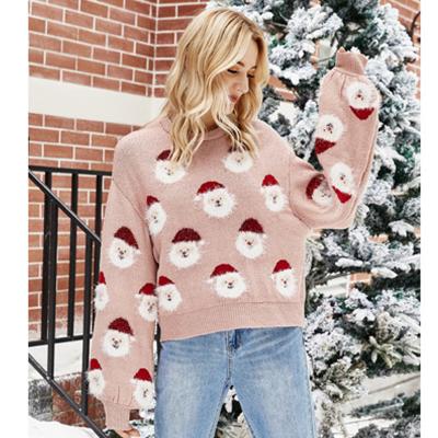 China Anti-wrinkle factory wholesale new winter fashion design color block animal printed women's sweaters for sale