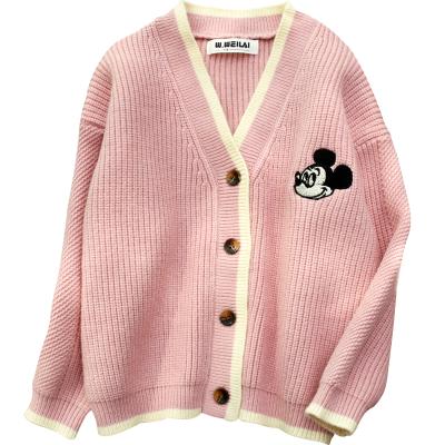 China Anti-wrinkle child Autumn Long Sleeve Knitwear Cotton Mickey 3-11 years old button girl knit cardigan sweater for kids children for sale