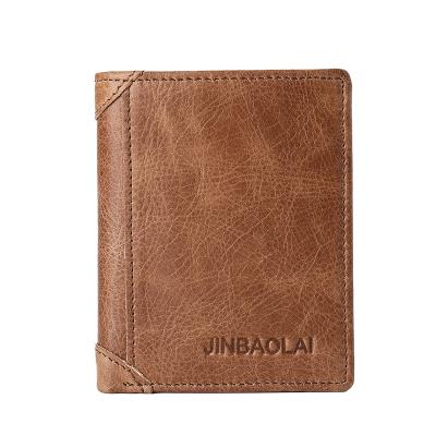 China Durable And Wear Resistant WAKED Genuine Cowhide Unbuttoned Shorts Men's Bifold Wallet Custom Made for sale