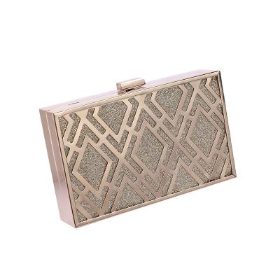 China High quality WAKED UP metal wholesale hollow gold glitter square evening clutch bag for women for sale