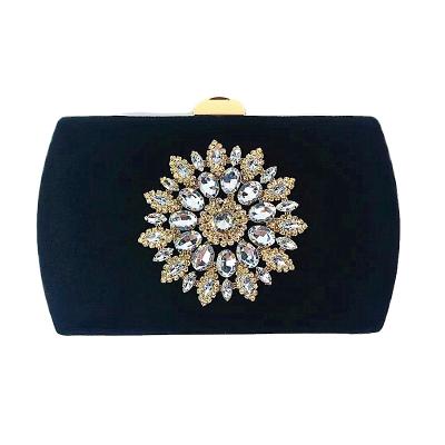 China High quality WAKED UP luxury velvet flower faux stone leather shiny evening clutch bags factory direct sale for sale