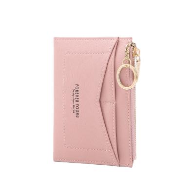 China High Quality WAKED PU Zipper Card Holders Custom Chain Key Slim Wallet For Women for sale