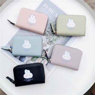 China High Quality WAKED PU Leather Cute Rabbit Zipper Organ Card Holder Wallet For Girl for sale