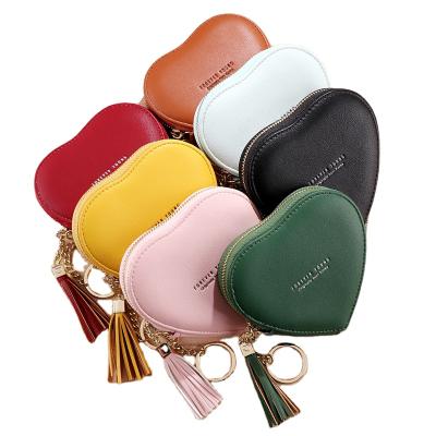 China Custom Logo Cute Mini Key Chain Purse Lady's Purse High Quality Pocket Coin Purse Wholesale Heart Shape for sale