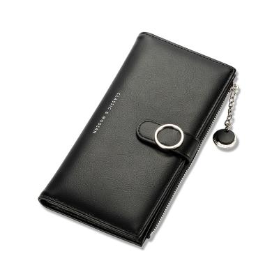 China Multifunctional WAKED Logo Pu Bifold Pendant Zipper Custom Phone Bag Receipt Long Purse For Ladies for sale