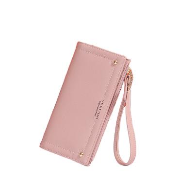 China Multiple Card Slots WAKED Receipt Bag Custom Bifold Long Pendant Heart Strap PU Wallet For Ladies for sale