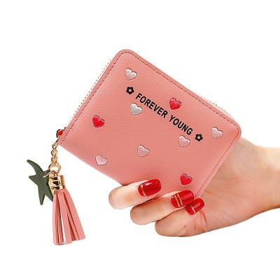 China Multifunctional WAKED round tassel zipper short card holder wallet for women for sale