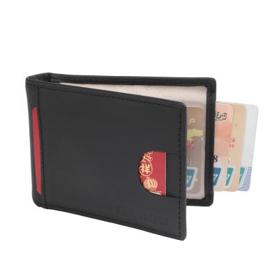 China Classic Customized Anti-theft Rfid Genuine Leather Protecting Multifunctional Men Bifold Wallet for sale