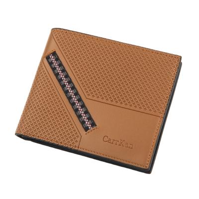 China Multiple Card Slots WAKED Retro Vintage PU Grid Window Custom Leather Bifold Short ID Wallet For Men for sale