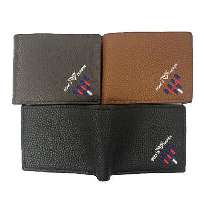 China RFID WAKED Factory Wholesale Lychee Short Pattern PU Leather Card Holder Wallet With ID Window for sale