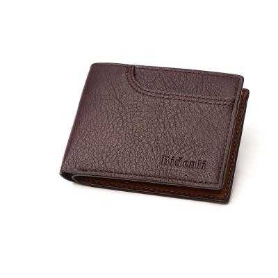 China Multiple Card Slots WAKE Custom Vintage PU Short Bifold Wallet For Men for sale