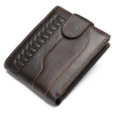 China Waterproof WAKED Real Cowhide Leather Short Buckle Men's Wallet Custom Made for sale