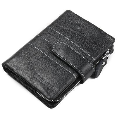 China Durable And Wear Resistant WAKED Custom Buckle Genuine Leather Multi Card Zipper Business Men Credit Men Wallet for sale