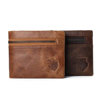 China Multifunctional Wallet Card Case WAKED Removable Genuine Leather Zipper Receipt Pocket Card Slots Men Wallet for sale