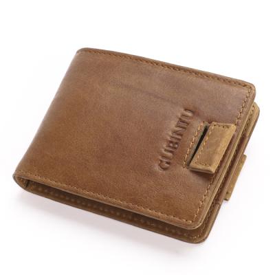 China Normcore / Minimalist Customized Slim Rfid RFID Blocking Anti Theft Scan Genuine Leather Men Wallet for sale