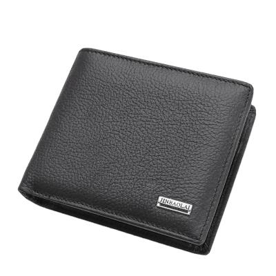 China Durable And Wear Resistant WAKED Cowhide Shorts Genuine Leather Men Bifold Wallet Wholesale for sale