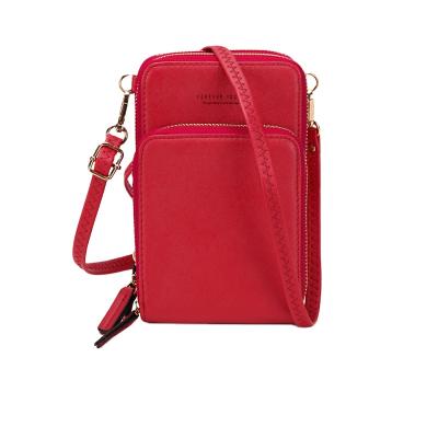 China Fashion Woke Wholesale Large Capacity PU 3 Cross Layer - Body Cell Phone Purse Wallet For Women for sale