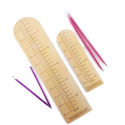 China Handmade Custom Plywood Lasercut Tool Wooden Knitting Sock Ruler for sale