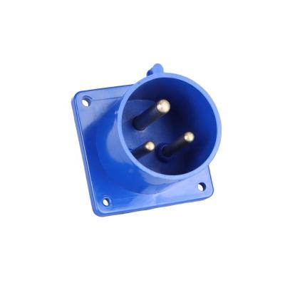 China Industrial IP44 32A 2P+E Fixed Industrial Reverse Plug 230V Appliance Inlet Panel Mounted 3 Pin for sale