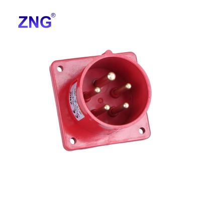 China Industrial 400V 16A 5 Pin Fixed Industrial Plug 3P+N+E Electric Appliance Inlet IEC60309 Panel Mounting Power Plug for sale