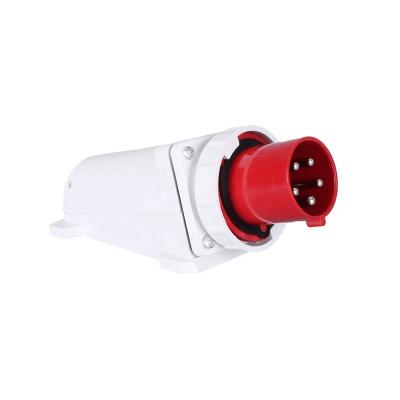 China Industrial 400V 3 Phase 63A 5 Pin Wall Mounted Industrial Plug 3P+N+E Appliance Inlet for sale