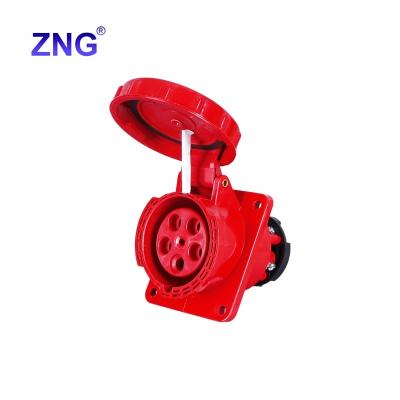 China Industrial ZNG-435 63A5P Industrial Sloped Socket IP67 3P+N+E Waterproof Industrial Plug and Socket Panel Mounting for sale