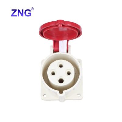 China Industrial Round Pole 3P+E 32A Industrial Electric Power Plugs Socket Flush Mount for sale