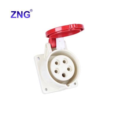 China Industrial IP44 Panel-mounting Industrial Power Socket 380V 16A 3P+N+E Extension Socket for sale